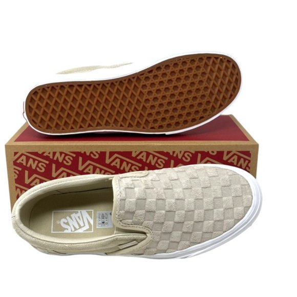 VANS Classic Slip On Embossed Check Shoes Casual Suede Oatmeal Men VN000XG8B04 - Picture 6 of 11